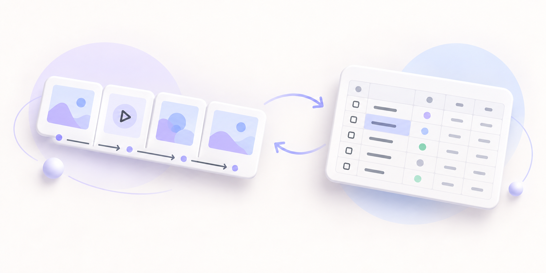 Illustration of Onny storyboard and spreadsheet modes